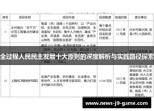 全过程人民民主发展十大原则的深度解析与实践路径探索