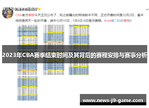 2023年CBA赛季结束时间及其背后的赛程安排与赛事分析 2023年CBA赛季结束时间及其背后的赛程安排与赛事分析